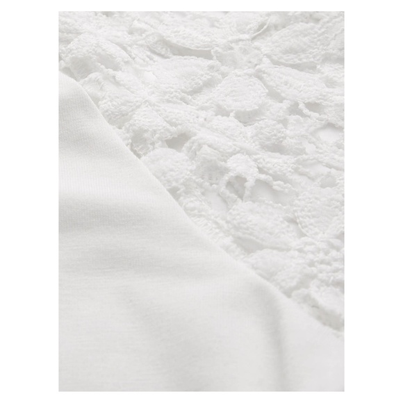 White Short Sleeve Crochet Floral Blouse - Picture 5 of 5